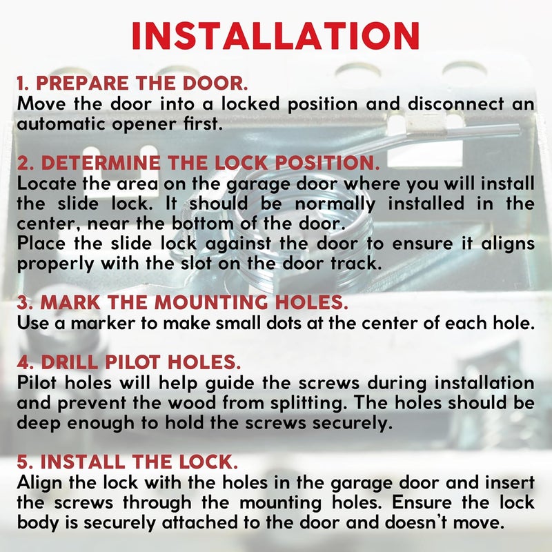 Granatan Garage Door Lock Kit, L-Handle Lock with Inside Slide Lock Latch Mechanism, Home Improvement Door Lock - Image 4